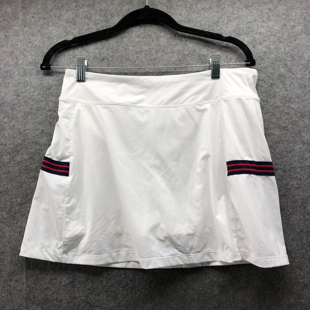 FILA  White Tennis Skort Womens Medium Athletic Preppy Red Navy Stripe Old Money